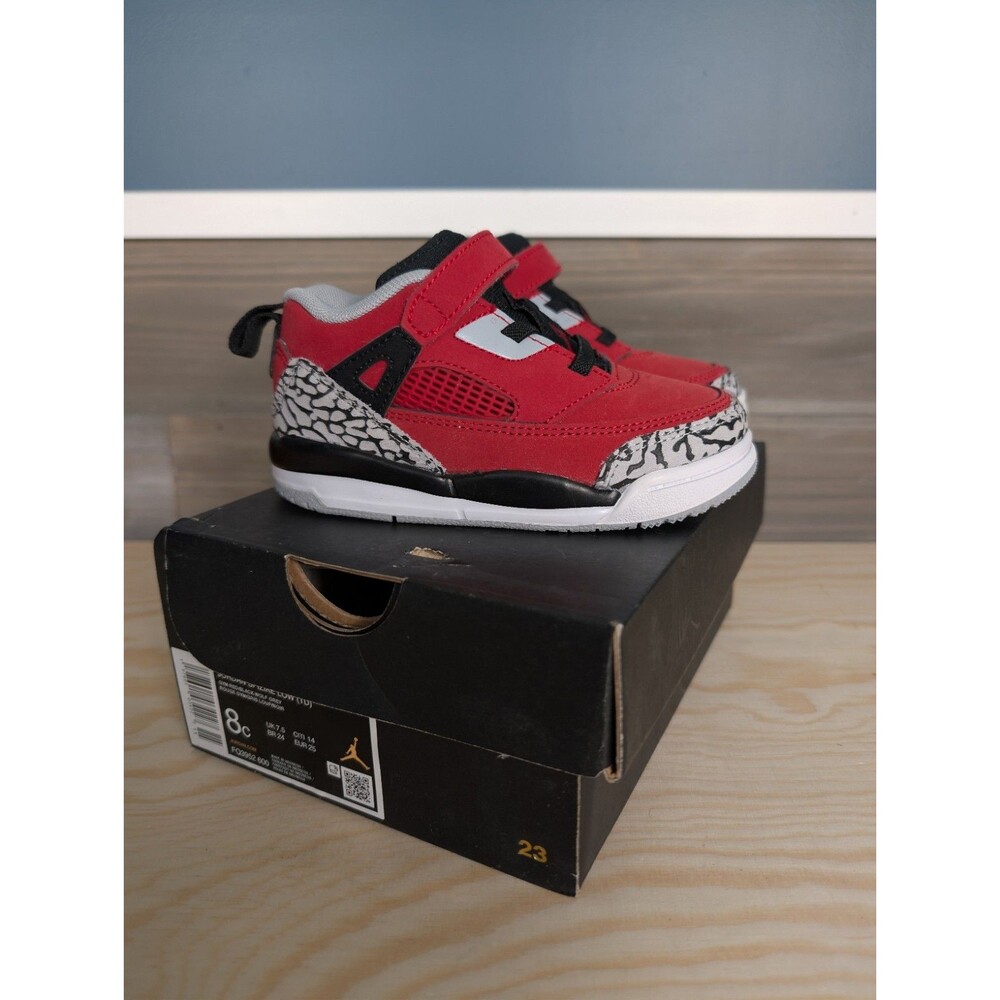 Jordan Spizike Low Toddler Sz 8C Gym Red Black Wolf Gray Sneakers FQ3952-600